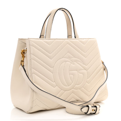 Gucci Calfskin Matelasse Small GG Marmont Tote White 3 of 16