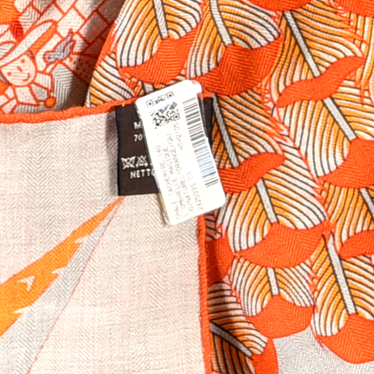 Cashmere Silk L'Ombrelle Magique Shawl 140 Naturel Orange Gris