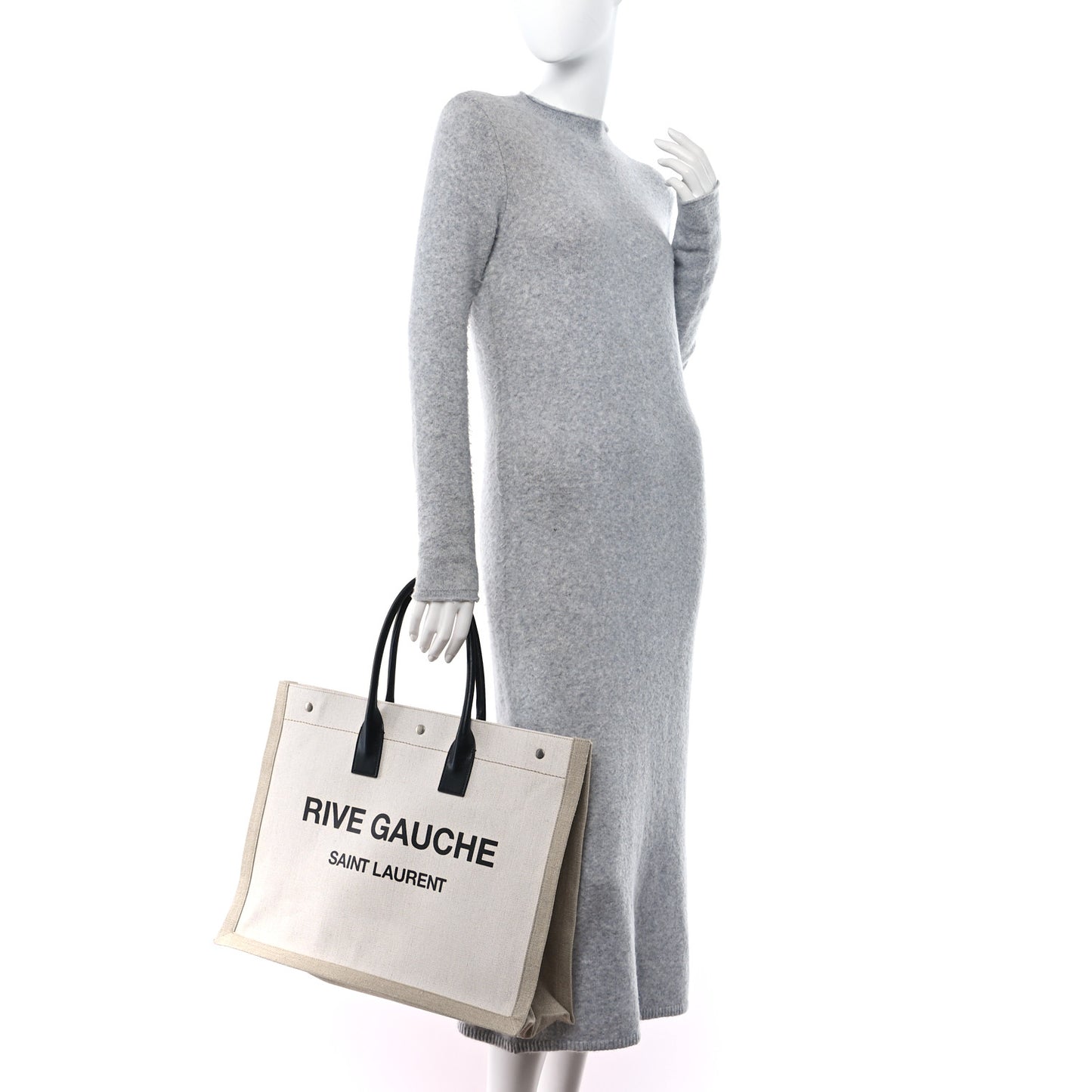 Linen Calfskin Rive Gauche Tote Optic White