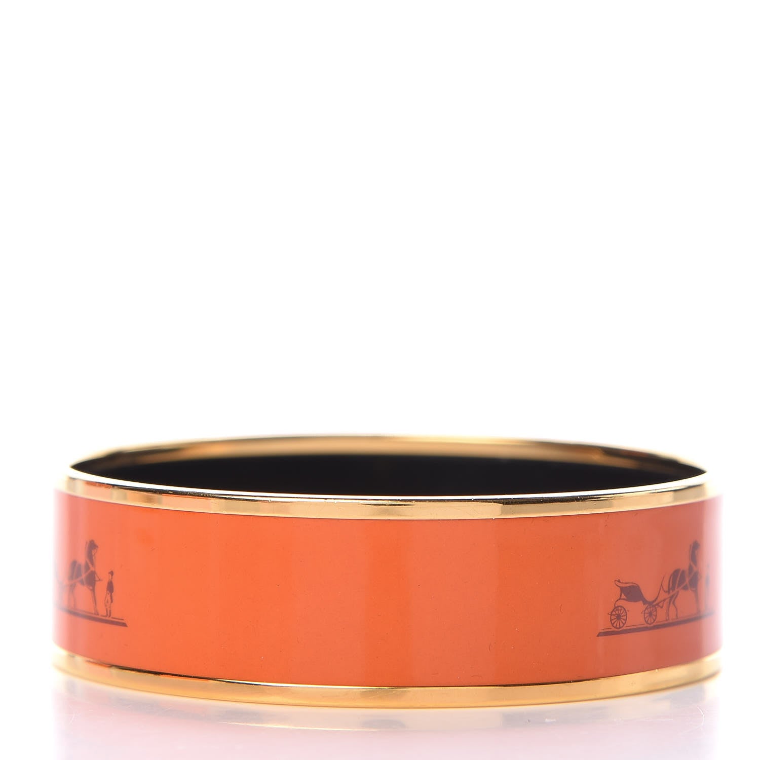 Hermes Enamel Printed Wide Caleche Bracelet 62 Orange 3 of 6
