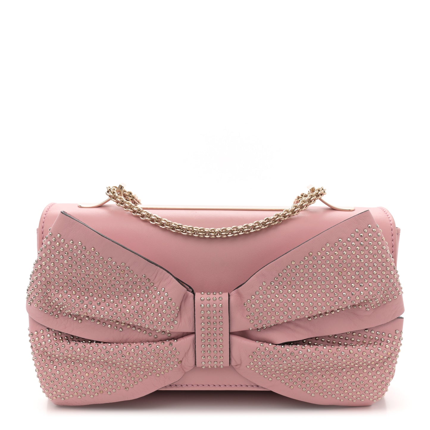 Nappa Bow Studded Shoulder Bag Pop Gardenia