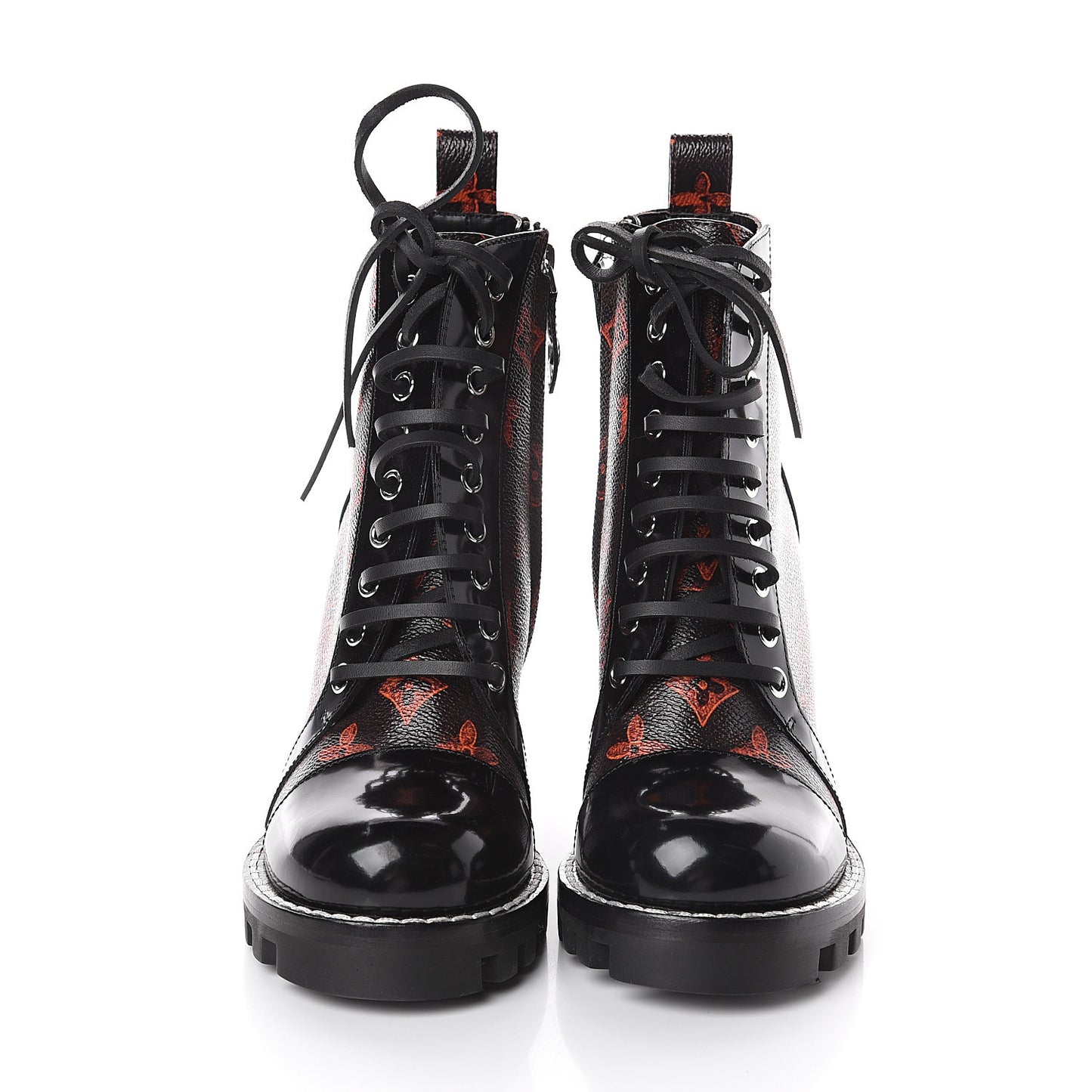 Patent Calfskin Catogram Star Trail Ankle Boots 36 Black Marron