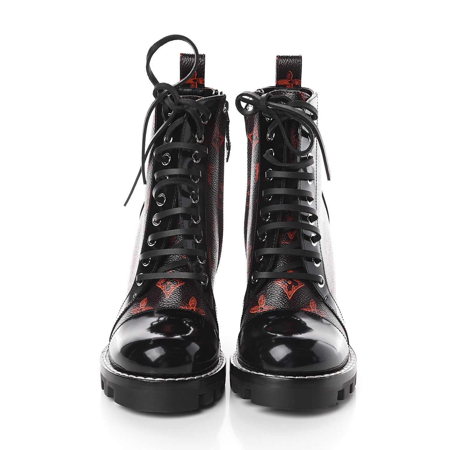 Louis Vuitton Patent Calfskin Catogram Star Trail Ankle Boots 36 Black Marron 2 of 6