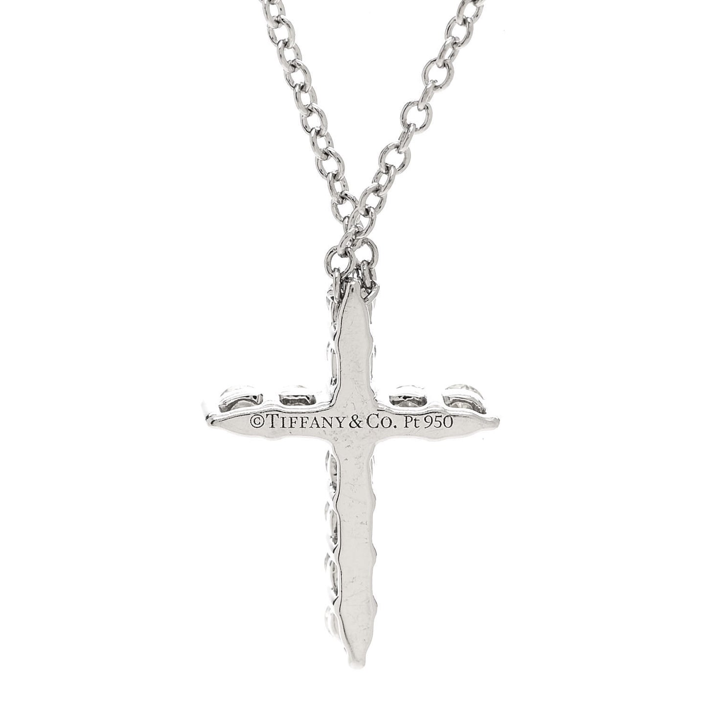 Platinum Diamond Mini Cross Pendant Necklace