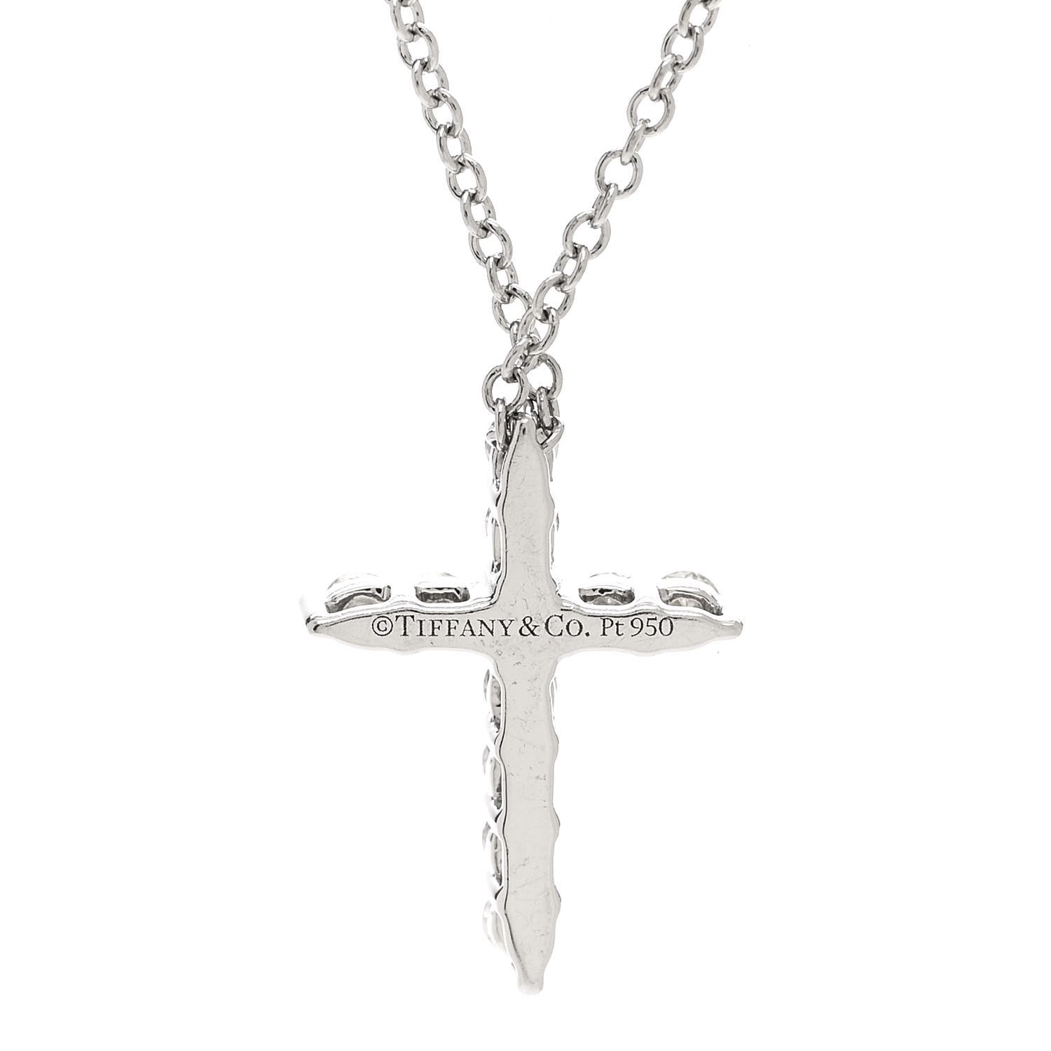 Tiffany Platinum Diamond Mini Cross Pendant Necklace 4 of 7