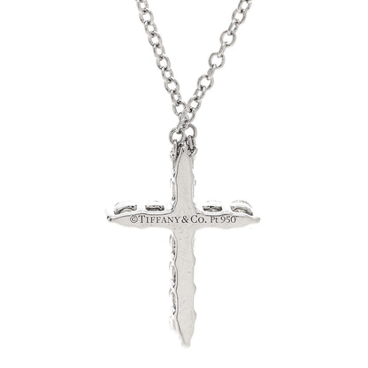Tiffany Platinum Diamond Mini Cross Pendant Necklace 4 of 7