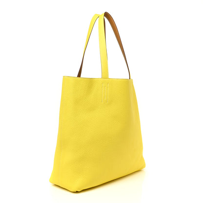 Hermes Taurillon Clemence Double Sens 45 Reversible Tote Sesame Lime 4 of 18