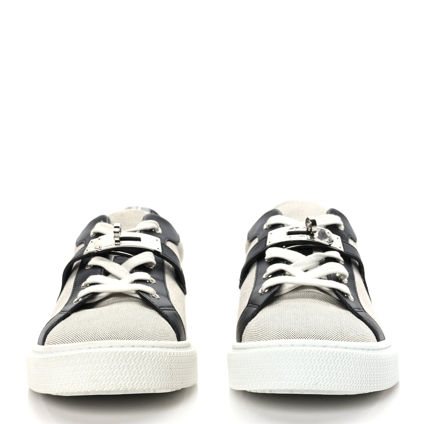 Calfskin Canvas Day Sneakers 41.5 Black White