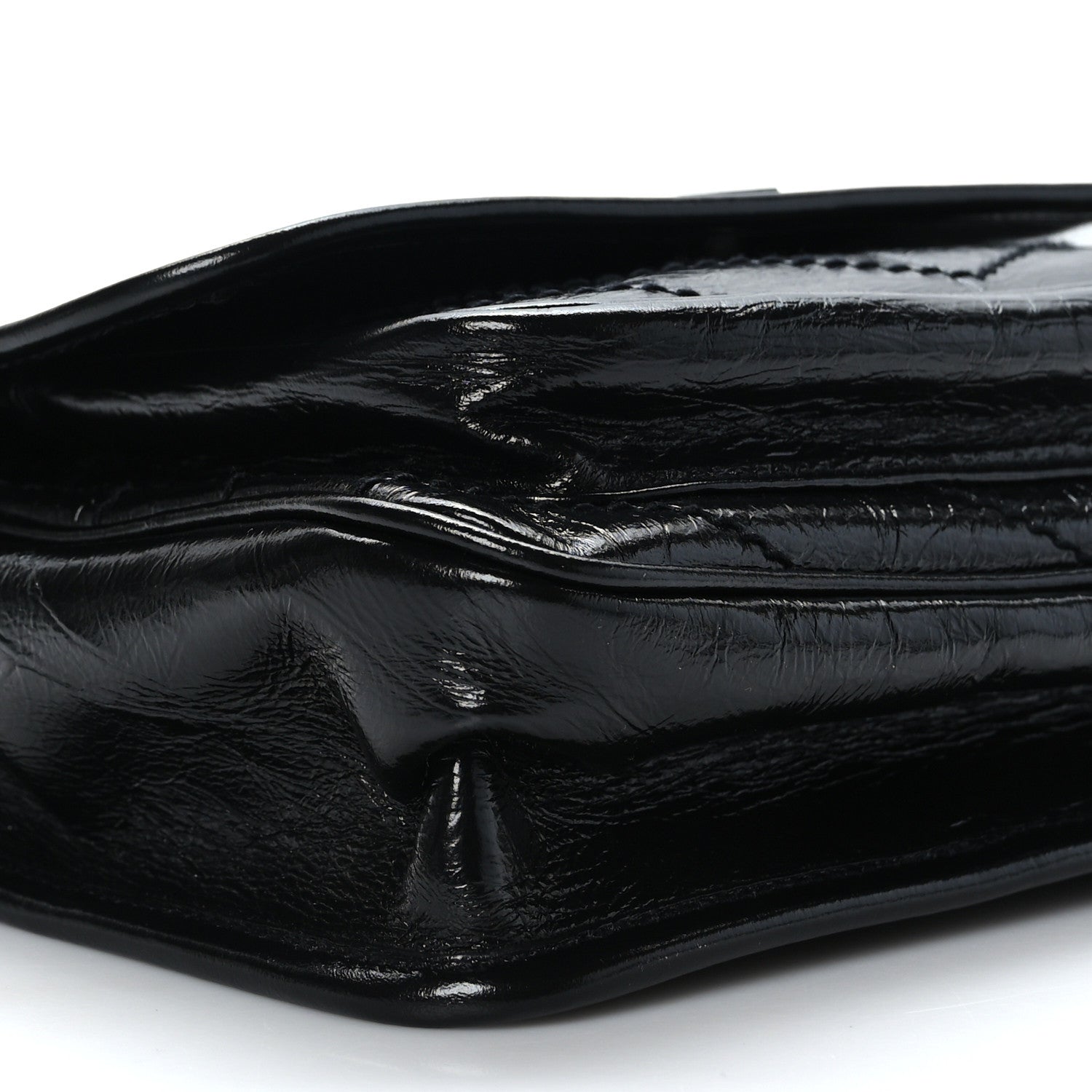 Saint Laurent Crinkled Calfskin Matelasse Monogram Baby Niki Chain Satchel Black 8 of 9