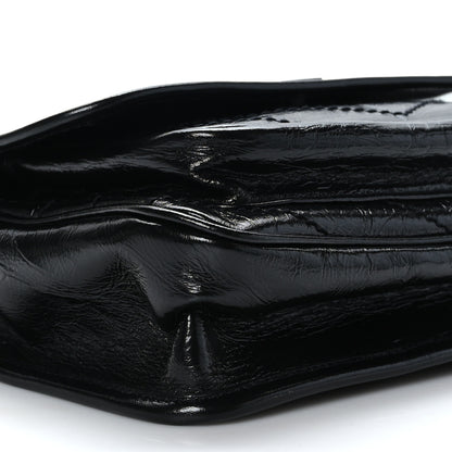 Saint Laurent Crinkled Calfskin Matelasse Monogram Baby Niki Chain Satchel Black 8 of 9