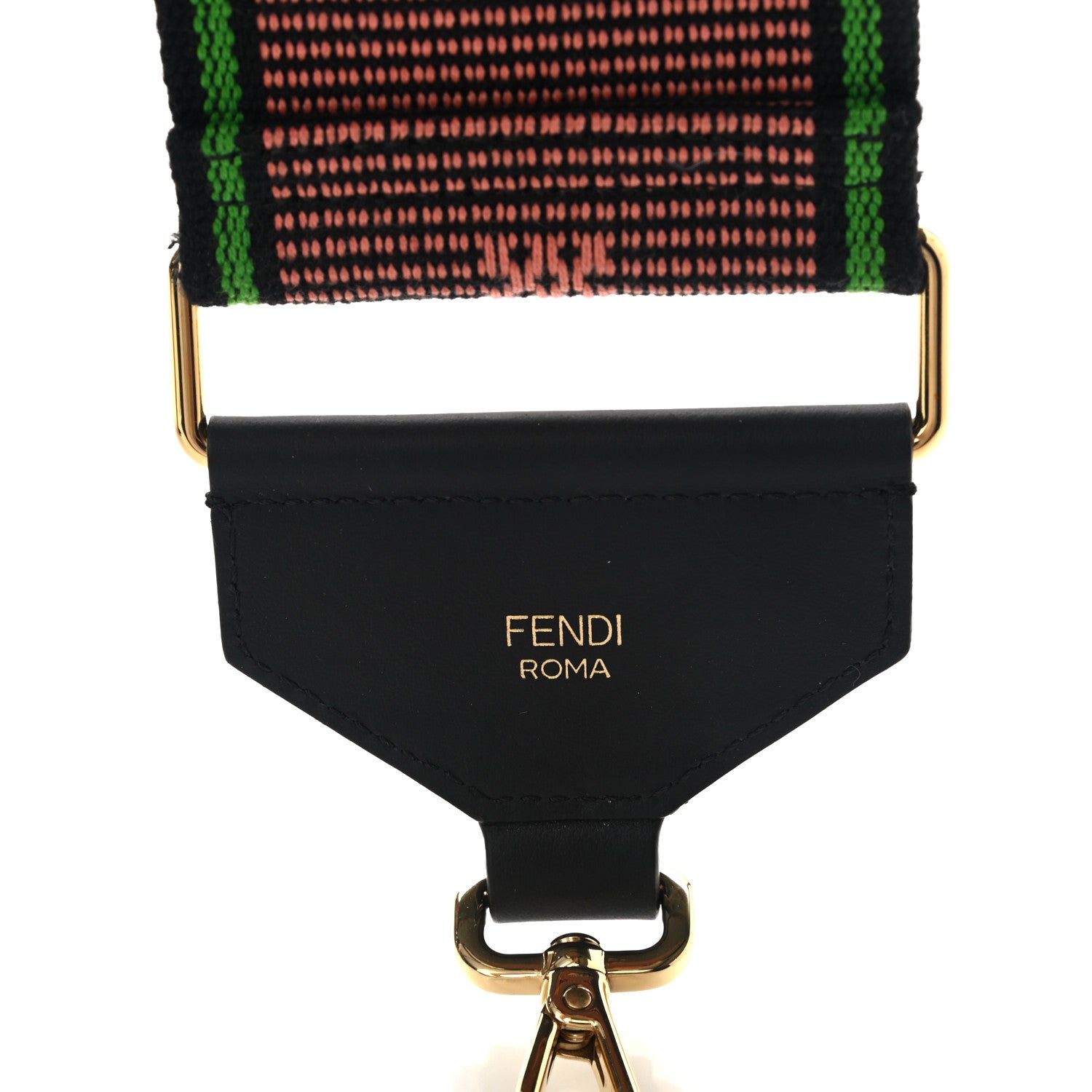 Fendi Cannete Ribbon Poly Vitello Century Logo Adjustable Strap You Coral Green 4 of 6