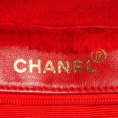Chanel Suede Shearling Fur Handbag Red 6 of 8