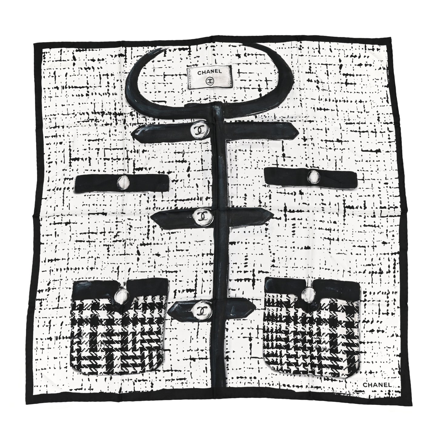 Silk CC Square Scarf Black Ivory