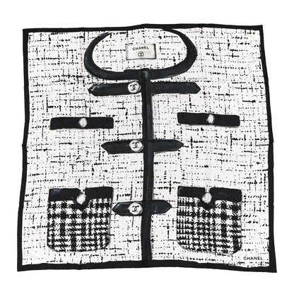 Chanel Silk CC Square Scarf Black Ivory 1 of 4