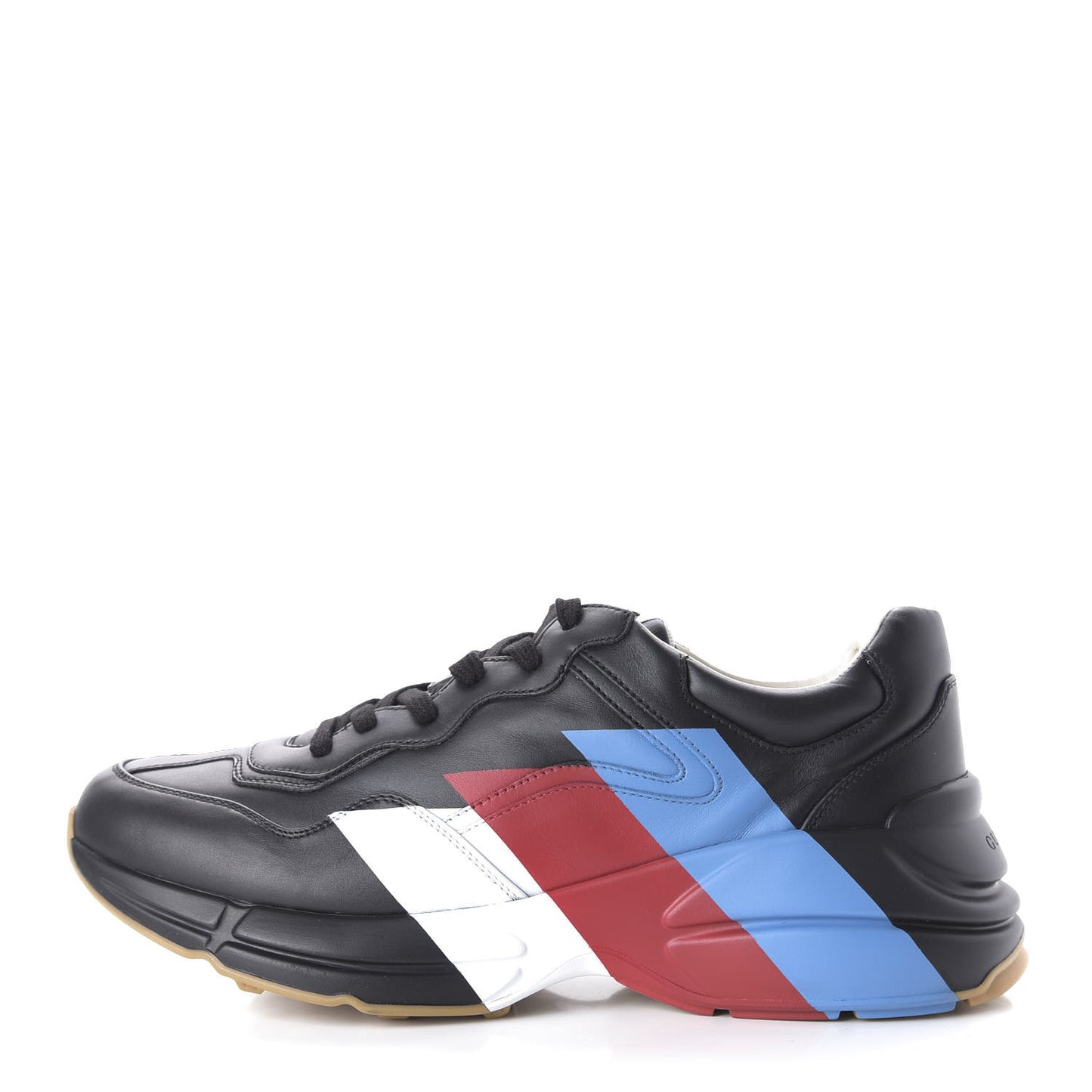Calfskin Web Printed Mens Rhyton Sneakers 10 Black