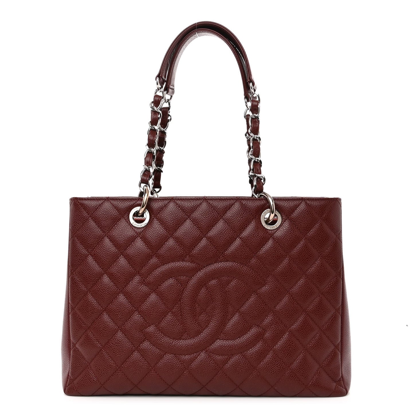 Caviar Quilted Grand Shopping Tote GST Dark Burgundy