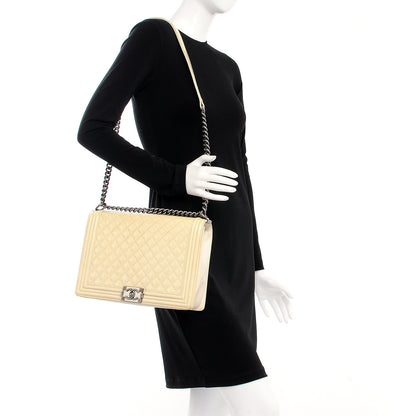 Chanel Patent Quilted Large Boy Flap White 2 of 9