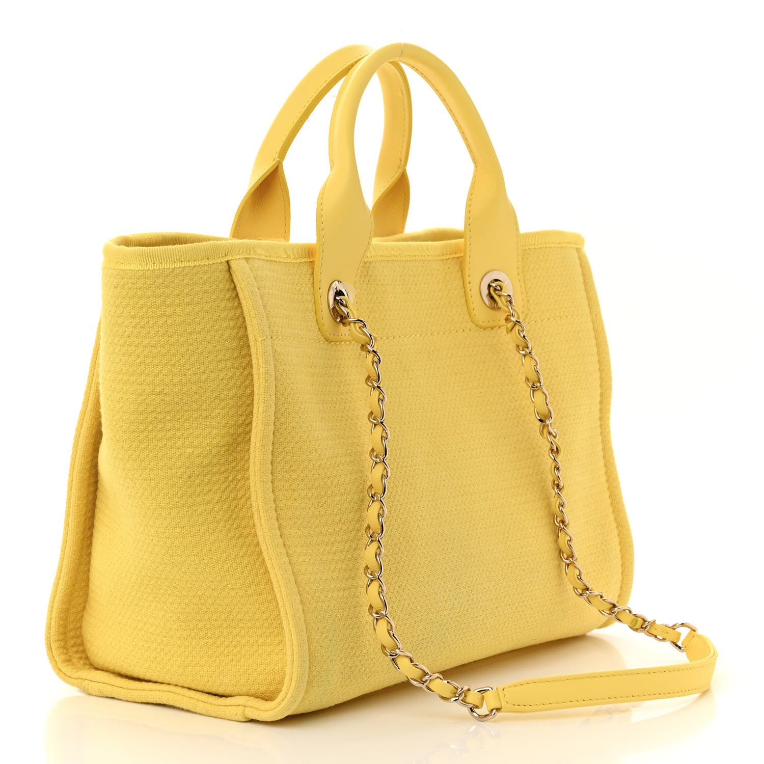 Chanel Mixed Fibers Small Deauville Tote Yellow 3 of 12