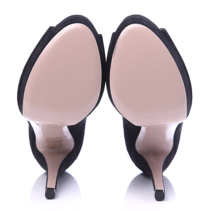Gucci Suede Lisbeth Platform Peep Toe Pumps 39 Black 5 of 8