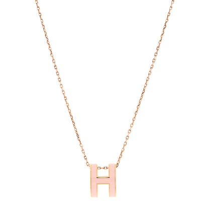 Hermes Lacquered Rose Gold Pop H Pendant Necklace Rose Dragee 1 of 7