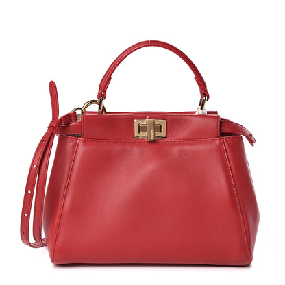 Fendi Nappa Mini Peekaboo Iconic Satchel Fragola 1 of 10