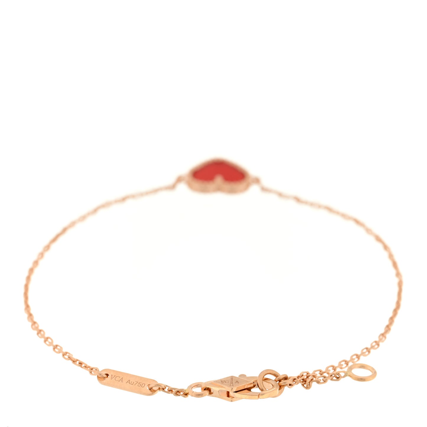 18K Rose Gold Carnelian Sweet Alhambra Heart Bracelet