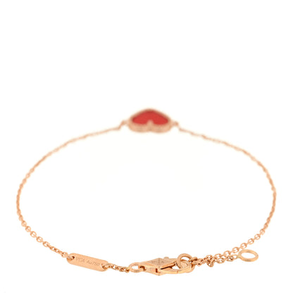 Van Cleef & Arpels 18K Rose Gold Carnelian Sweet Alhambra Heart Bracelet 2 of 3