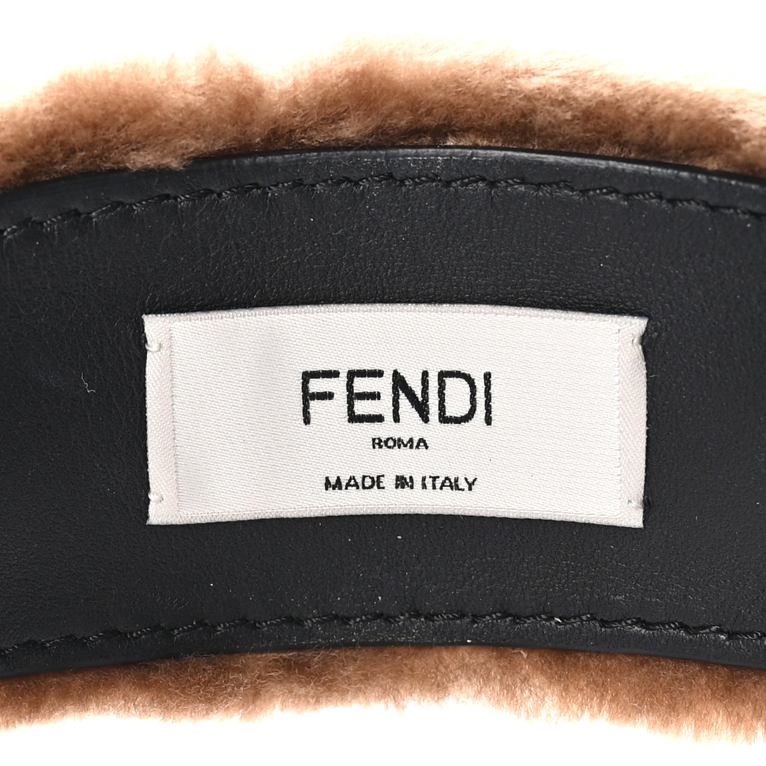 Fendi Shearling FF Logo Headband Tobacco 4 of 4