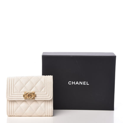 Chanel Caviar Quilted Compact Boy Flap Wallet White 9 of 9
