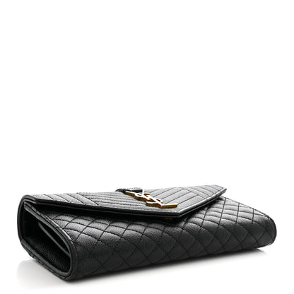 Saint Laurent Grain De Poudre Mixed Matelasse Triquilt Large Monogram Wallet Black 4 of 7