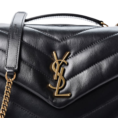 Saint Laurent Calfskin Y Quilted Monogram Small Loulou Chain Satchel Black 7 of 9