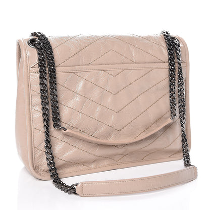 Saint Laurent Crinkled Calfskin Matelasse Monogram Medium Niki Chain Satchel Light Natural 4 of 11