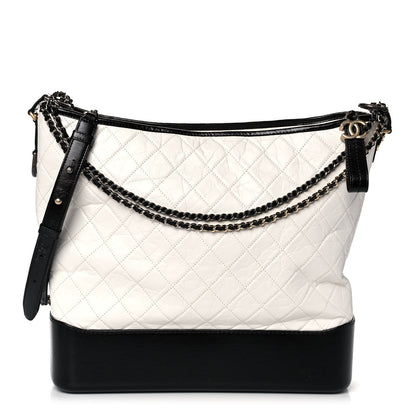 Chanel Aged Calfskin Quilted Maxi Gabrielle Hobo White Black 1 of 10