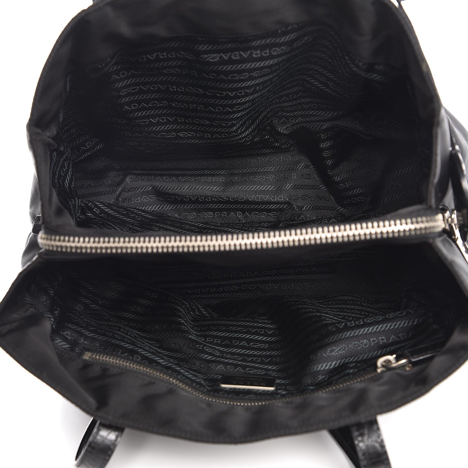 Prada Tessuto Nylon Calfskin Crocodile Embossed Tote Nero Black 5 of 12