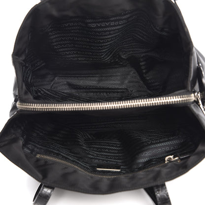 Prada Tessuto Nylon Calfskin Crocodile Embossed Tote Nero Black 5 of 12