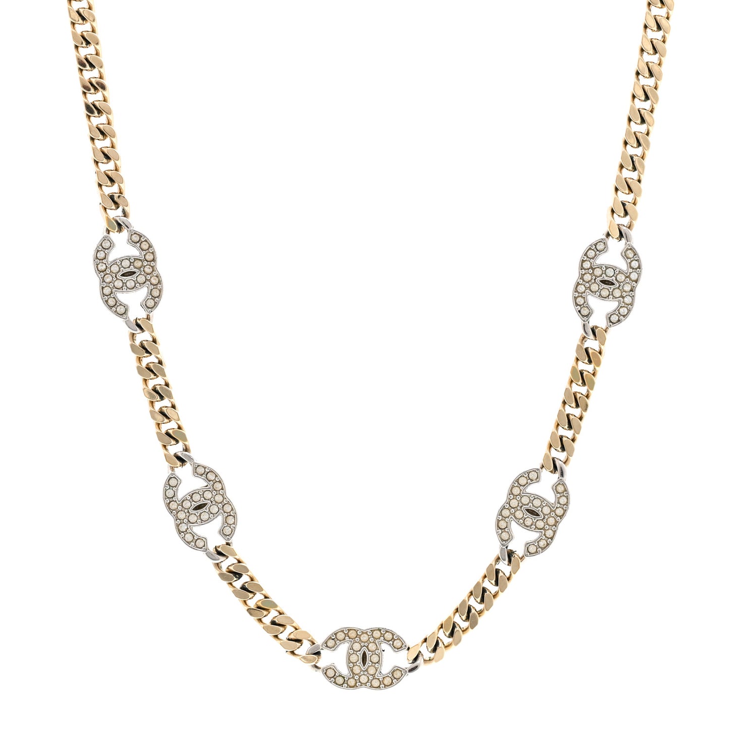 Crystal Chain CC Link Choker Gold Silver