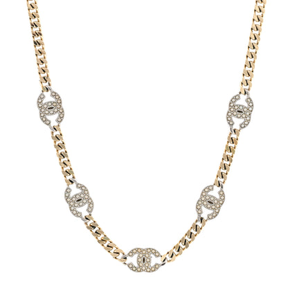 Chanel Crystal Chain CC Link Choker Gold Silver 1 of 5