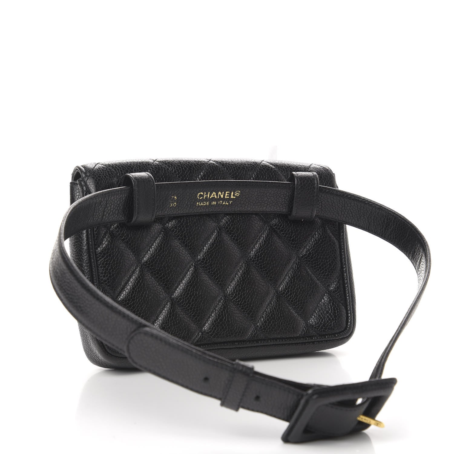 Chanel Caviar Quilted Flap Belt Bag Clutch 75 30 Black 3 of 10