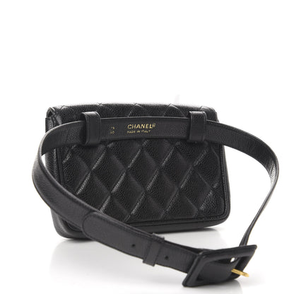 Chanel Caviar Quilted Flap Belt Bag Clutch 75 30 Black 3 of 10