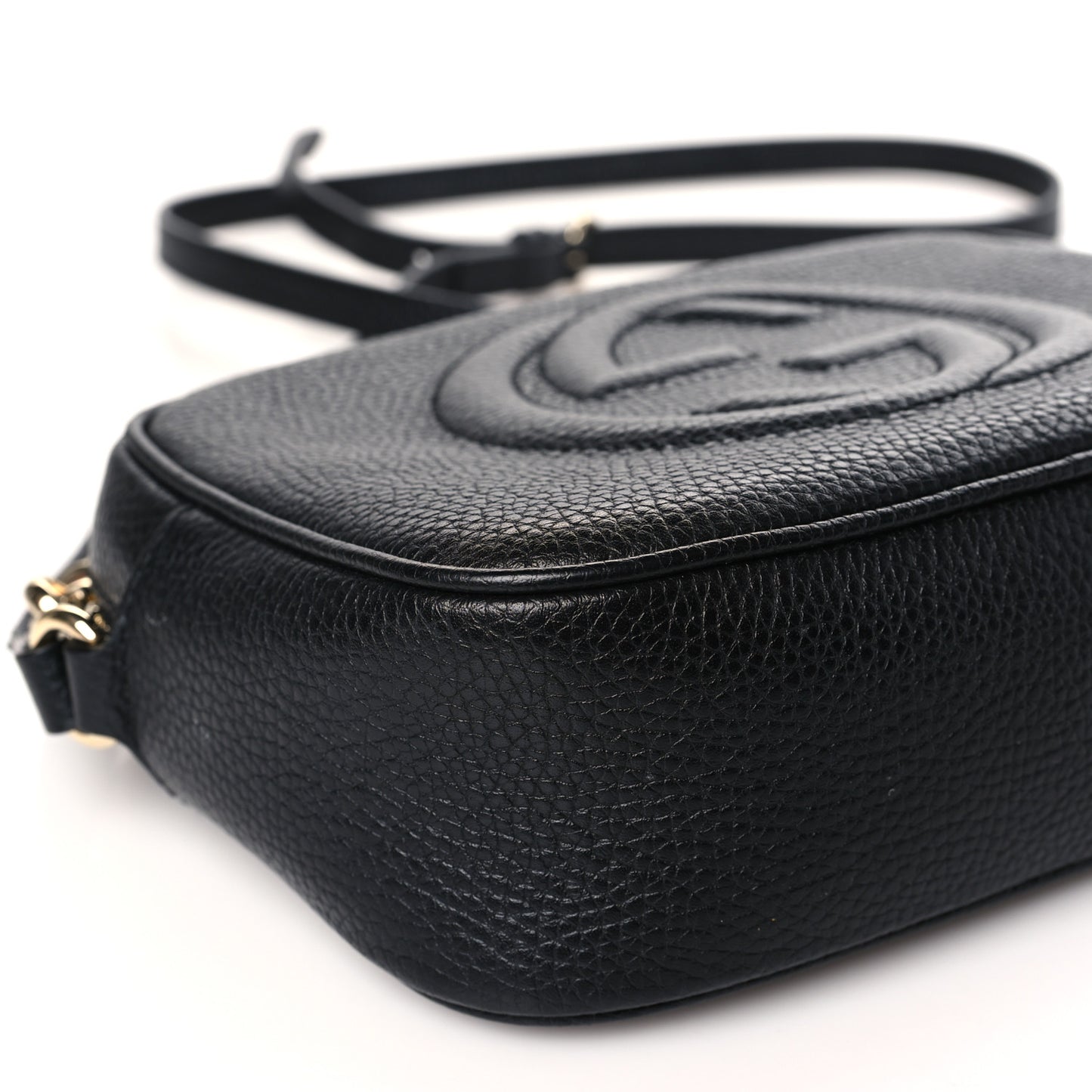 Pebbled Calfskin Small Soho Disco Bag Black