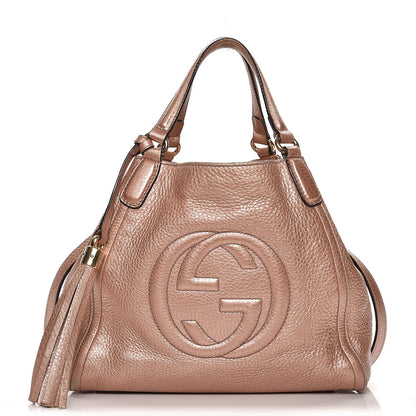 Gucci Metallic Pebbled Calfskin Small Soho Shoulder Bag Pink 1 of 11
