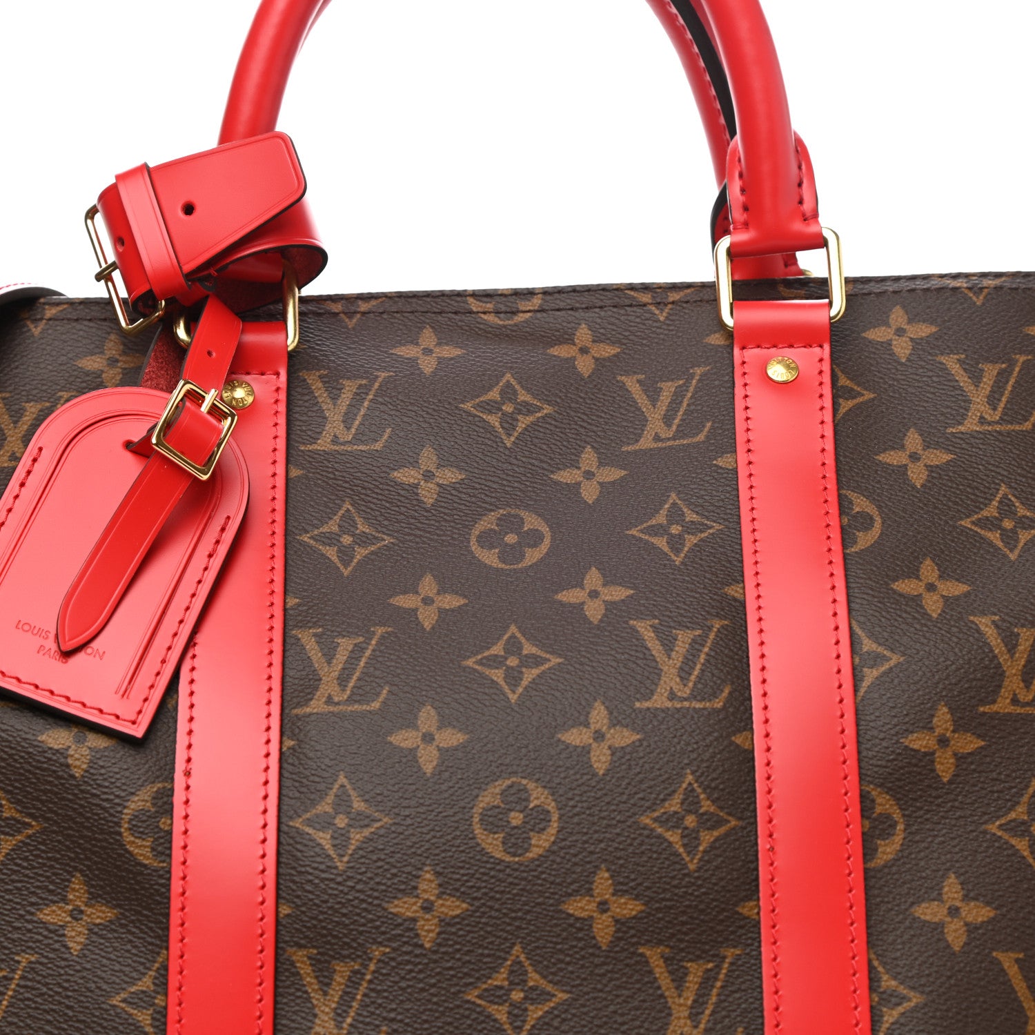 Louis Vuitton Calfskin Monogram Keepall Bandouliere 50 Coquelicot 8 of 12
