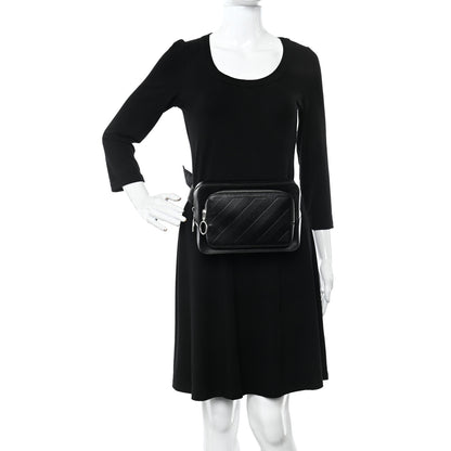 Off-White Saffiano Striped Diag Belt Bag Black 2 of 11