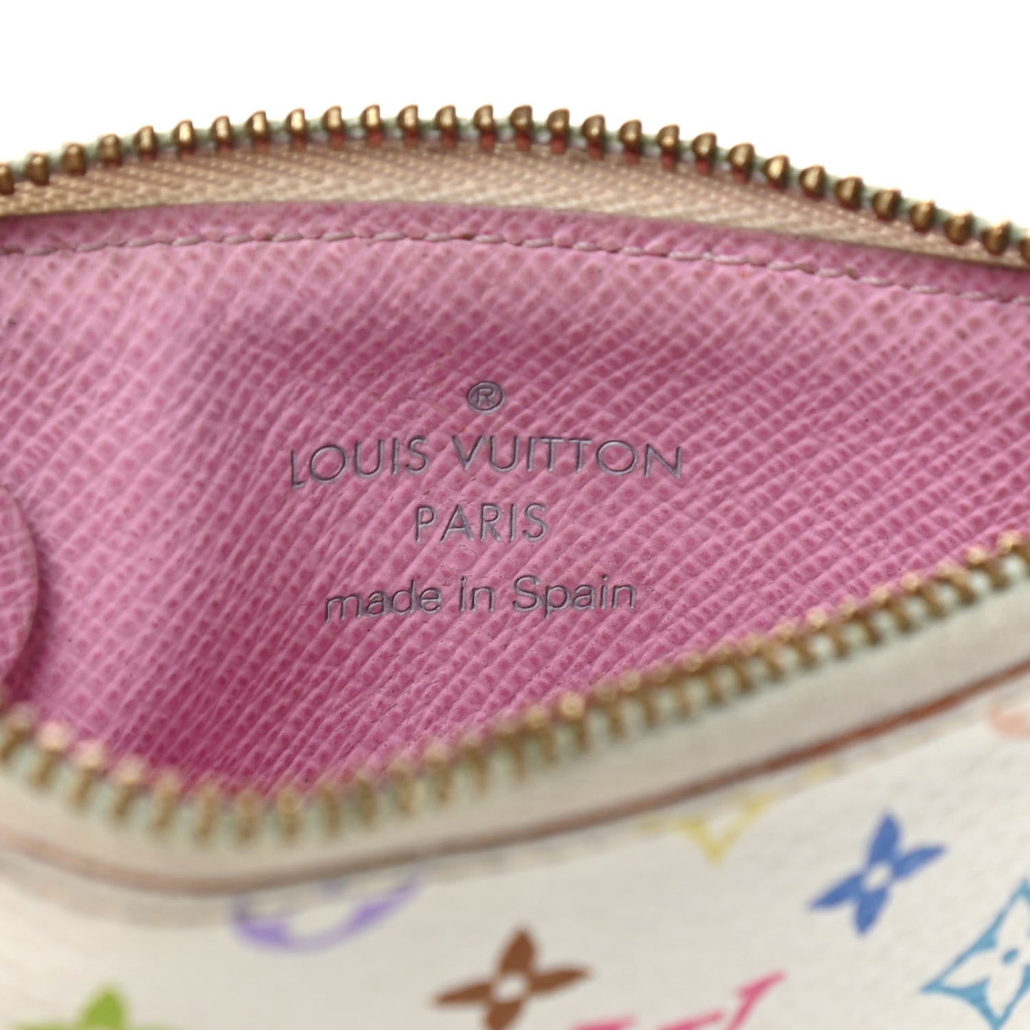 Monogram Multicolor Key Pouch White Litchi