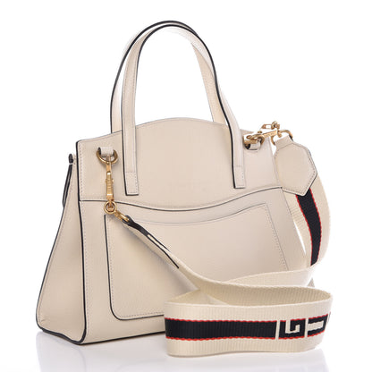 Gucci Grained Calfskin Web Stripe Butterfly Medium Totem Top Handle Bag White 3 of 10
