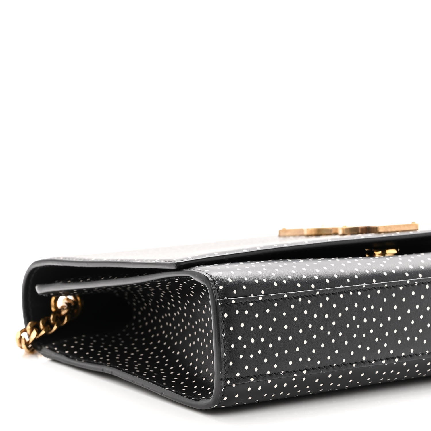 Saint Laurent Calfskin Polka Dot Print Medium Monogram Kate Satchel Black 9 of 10