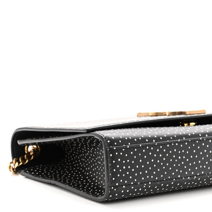 Saint Laurent Calfskin Polka Dot Print Medium Monogram Kate Satchel Black 9 of 10