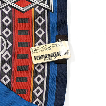 Hermes Silk Colliers De Chiens Maxi Twilly Cobalt Vert Prune 3 of 6