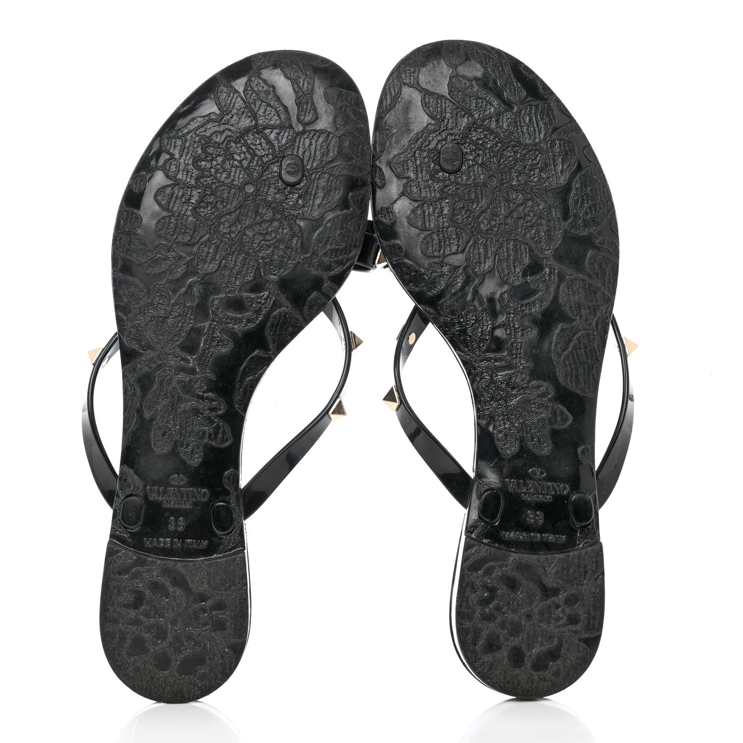 Valentino Garavani PVC Jelly Rockstud Bow Thong Sandals 38 Black 5 of 8