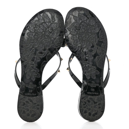 Valentino Garavani PVC Jelly Rockstud Bow Thong Sandals 38 Black 5 of 8